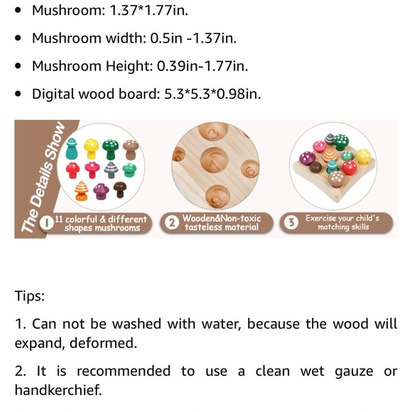 Montessori Wooden Mushroom Counting Toy - Picture 2 of 4